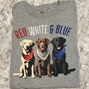 Celebrate It Gray Dog T-Shirt with Red, White, and Blue Graphic